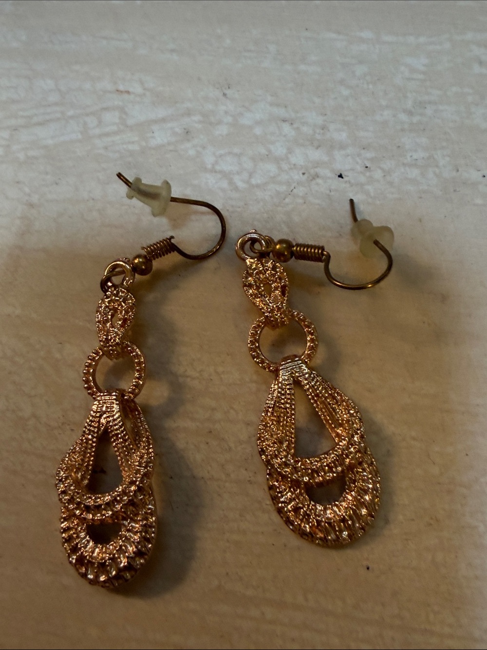 Textured Rose Gold Dangle Earrings for Women